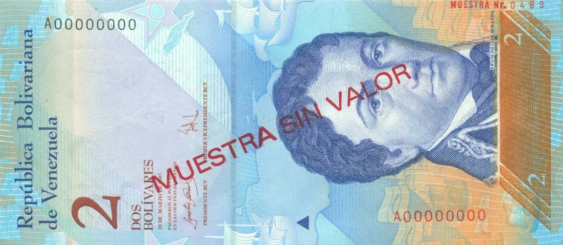 Front of Venezuela p88s: 2 Bolivares from 2007