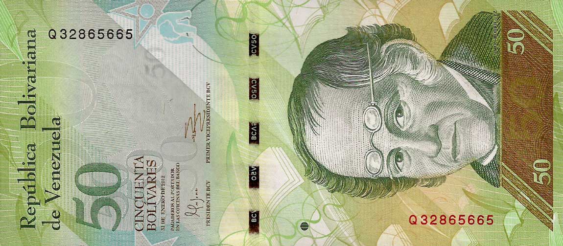 Front of Venezuela p92f: 50 Bolivares from 2012