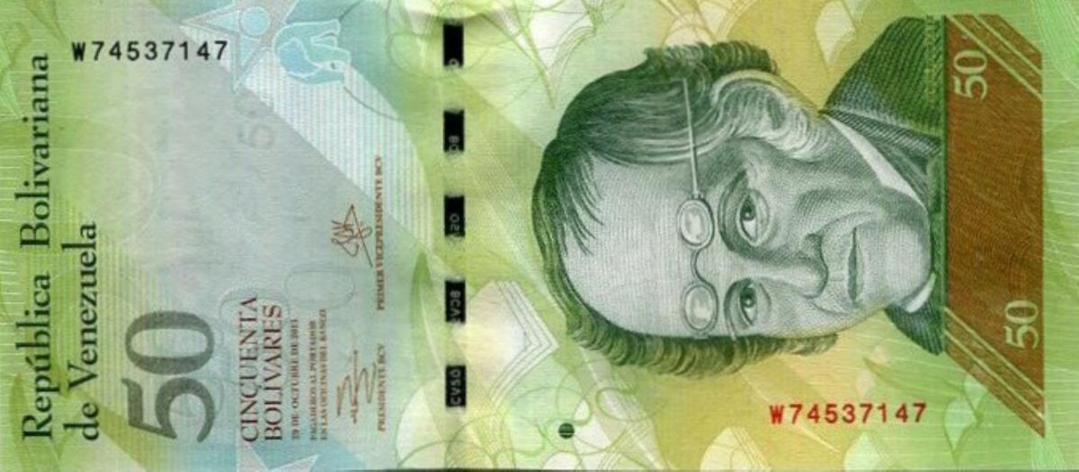 Front of Venezuela p92h: 50 Bolivares from 2013