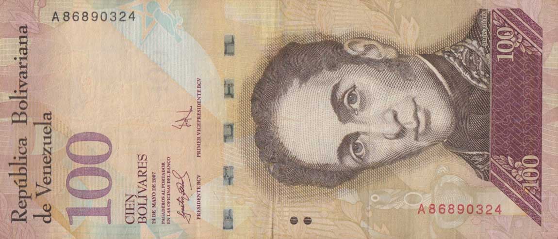 Front of Venezuela p93a: 100 Bolivares from 2007