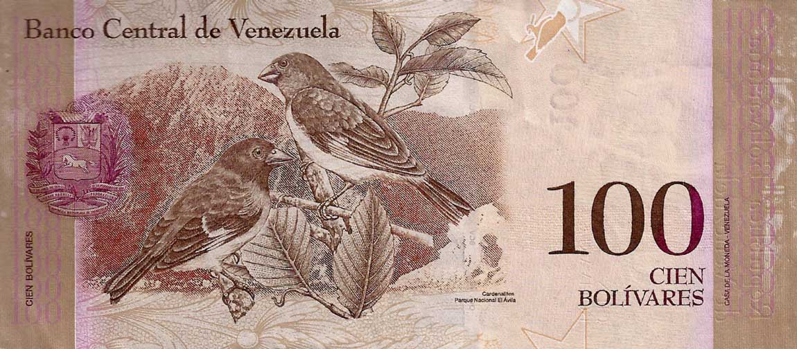 Back of Venezuela p93e: 100 Bolivares from 2012