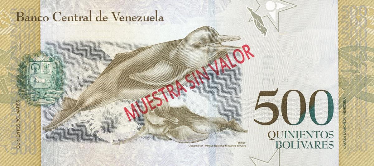 Back of Venezuela p94s: 500 Bolivares from 2016