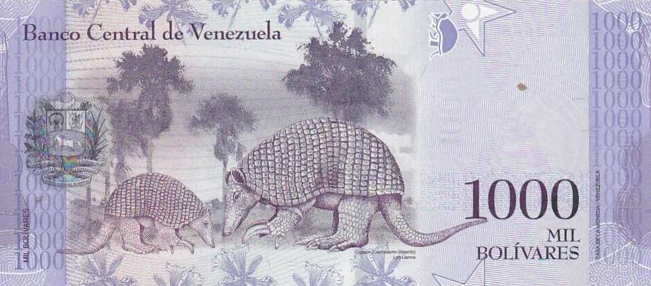 Back of Venezuela p95a: 1000 Bolivares from 2016