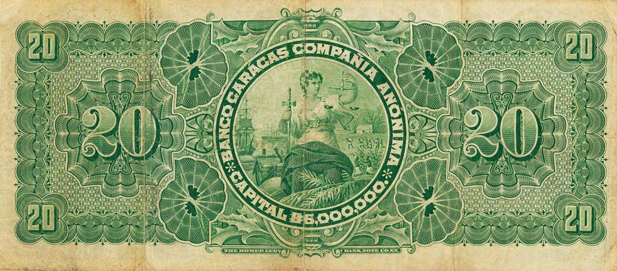 Back of Venezuela pS153: 20 Bolivares from 1925