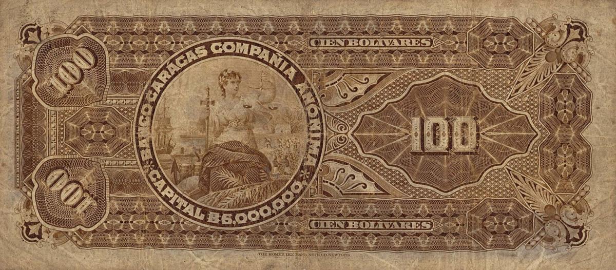 Back of Venezuela pS155: 100 Bolivares from 1925