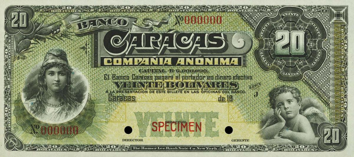 Front of Venezuela pS158s: 20 Bolivares from 1928