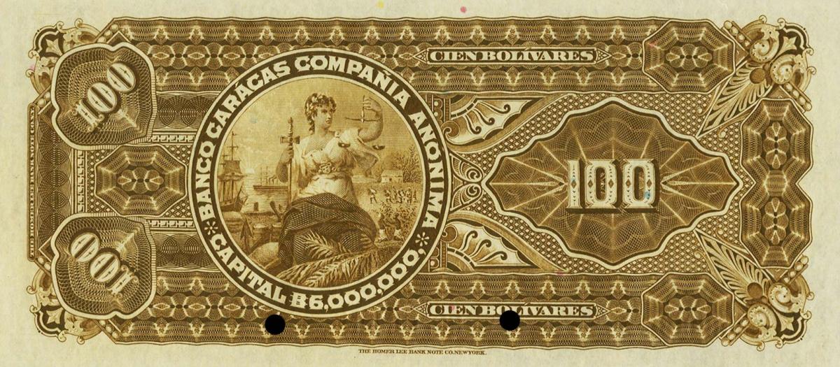 Back of Venezuela pS159s: 100 Bolivares from 1926