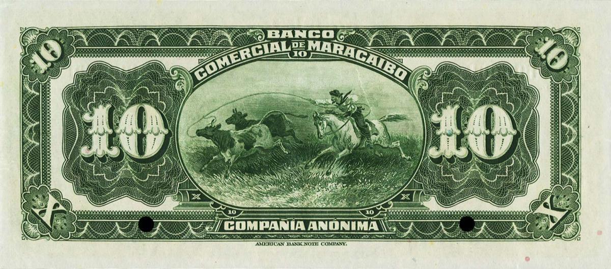 Back of Venezuela pS173s: 10 Bolivares from 1921