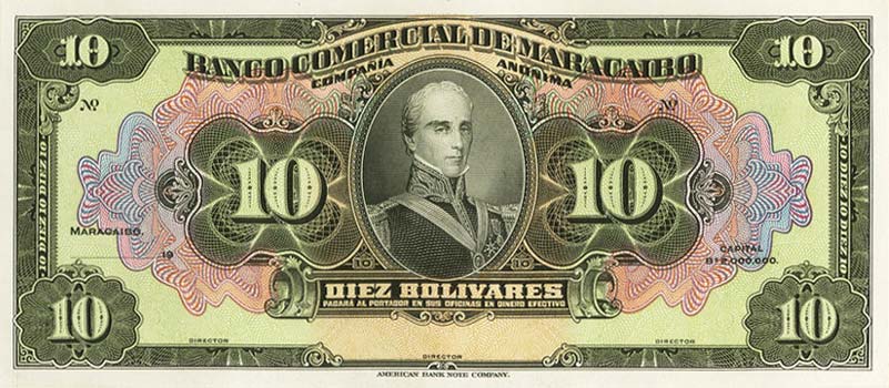 Front of Venezuela pS176p: 10 Bolivares from 1929