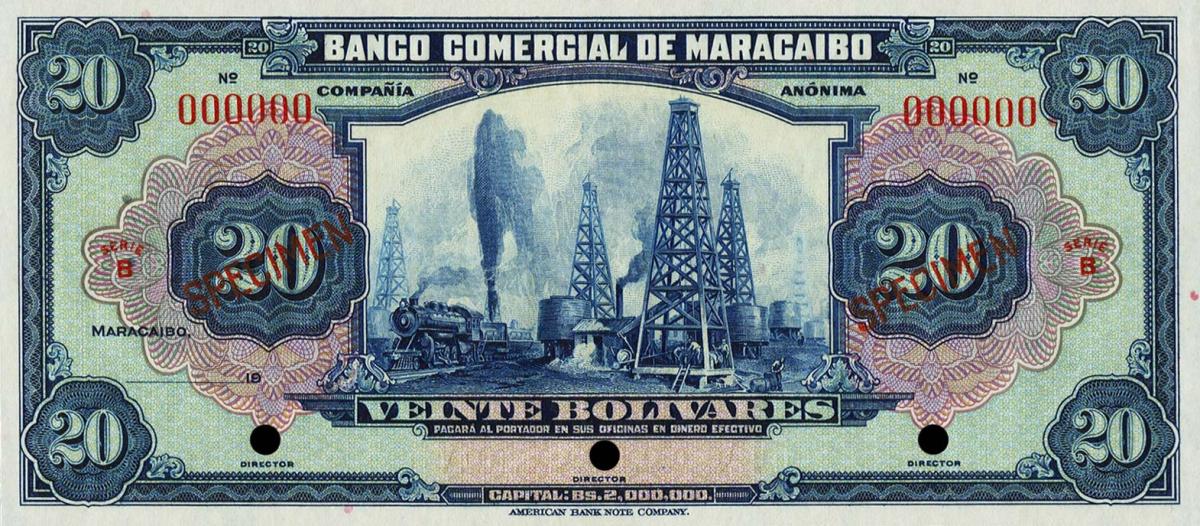 Front of Venezuela pS177s: 20 Bolivares from 1929