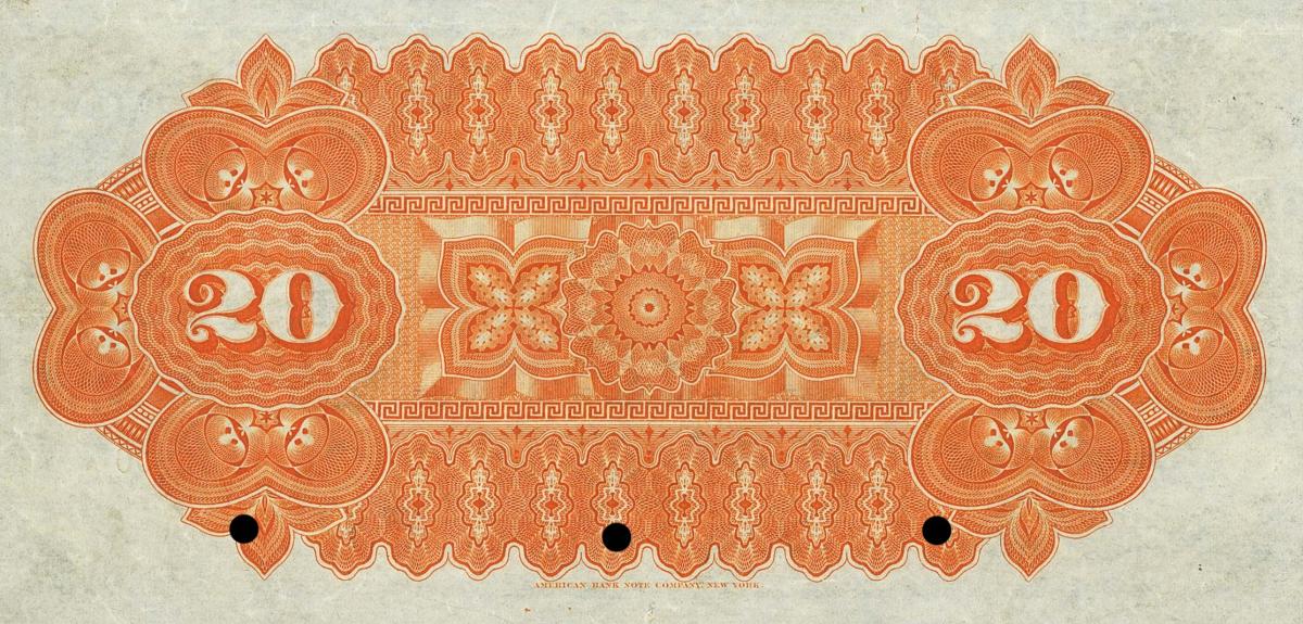 Back of Venezuela pS200: 20 Bolivares from 1889