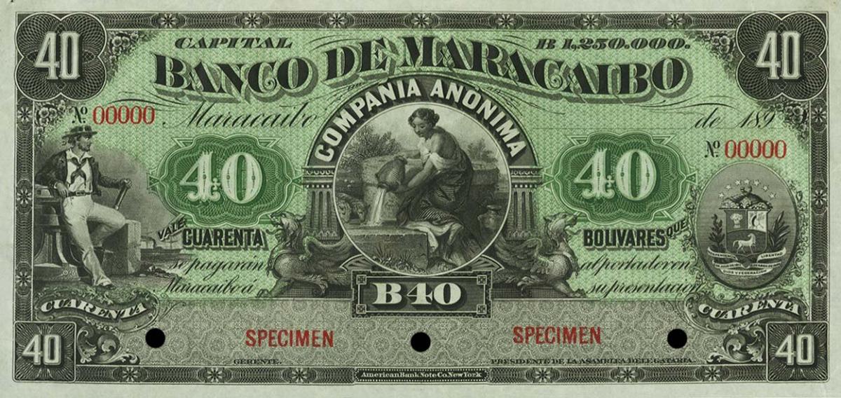 Front of Venezuela pS206: 40 Bolivares from 1897