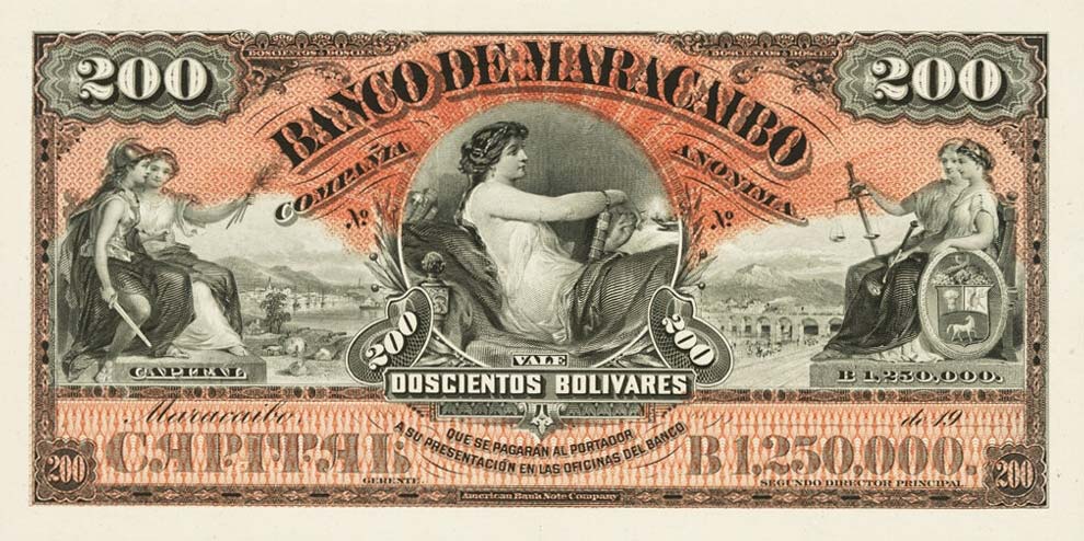 Front of Venezuela pS221p: 200 Bolivares from 1915