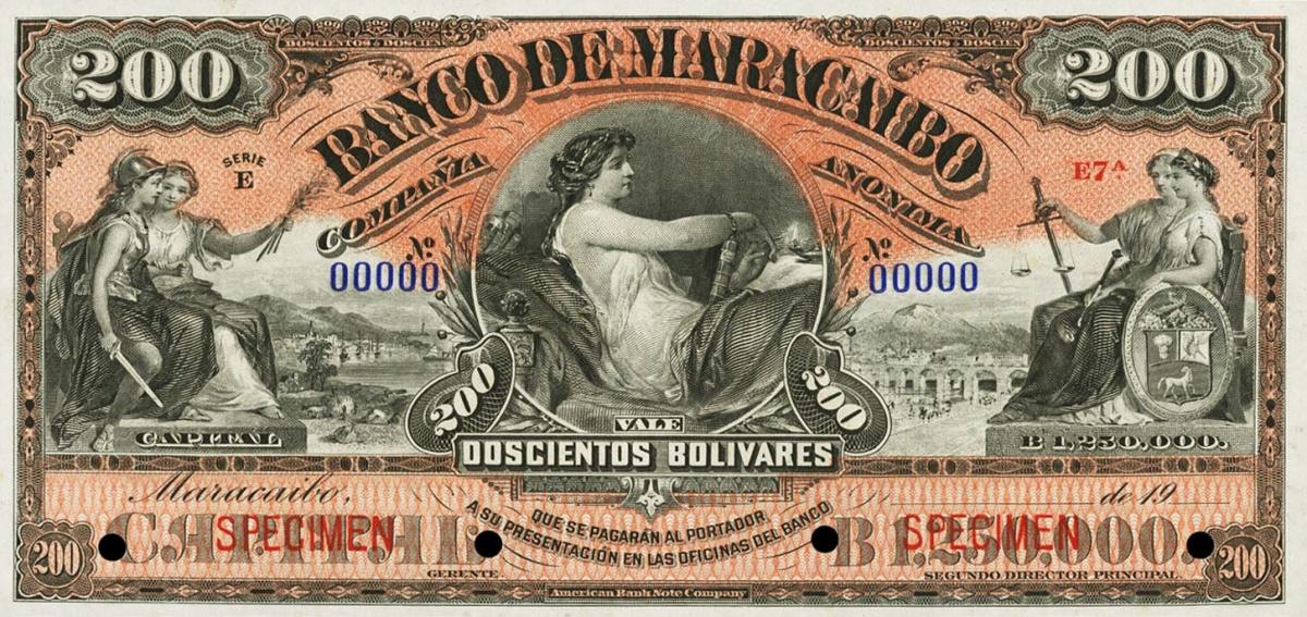 Front of Venezuela pS221s: 200 Bolivares from 1915