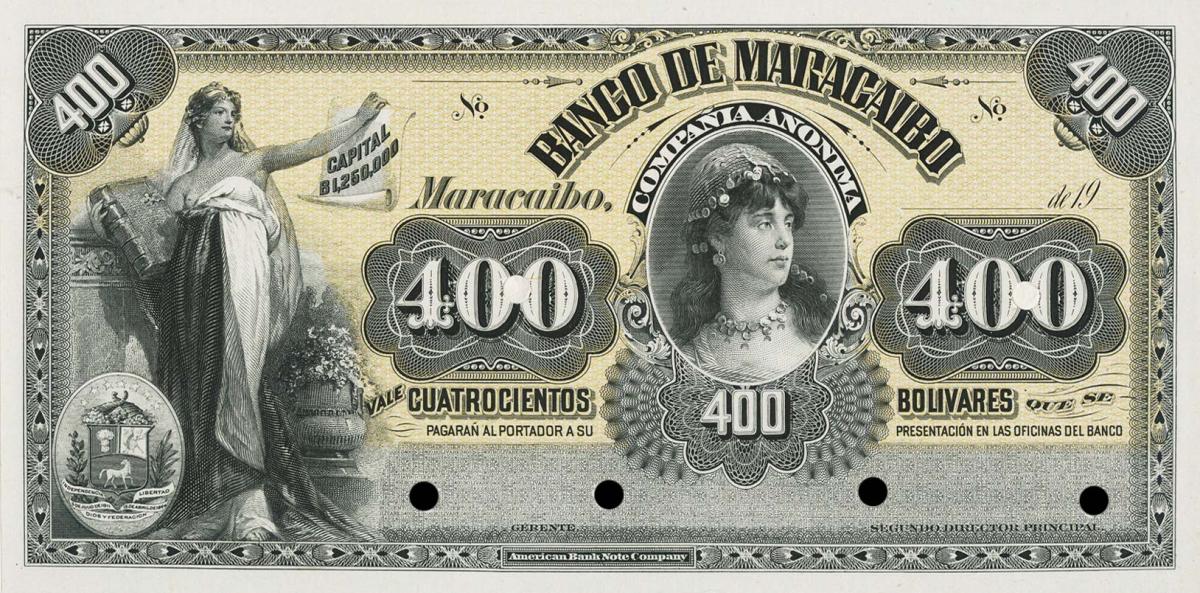 Front of Venezuela pS222p: 400 Bolivares from 1917