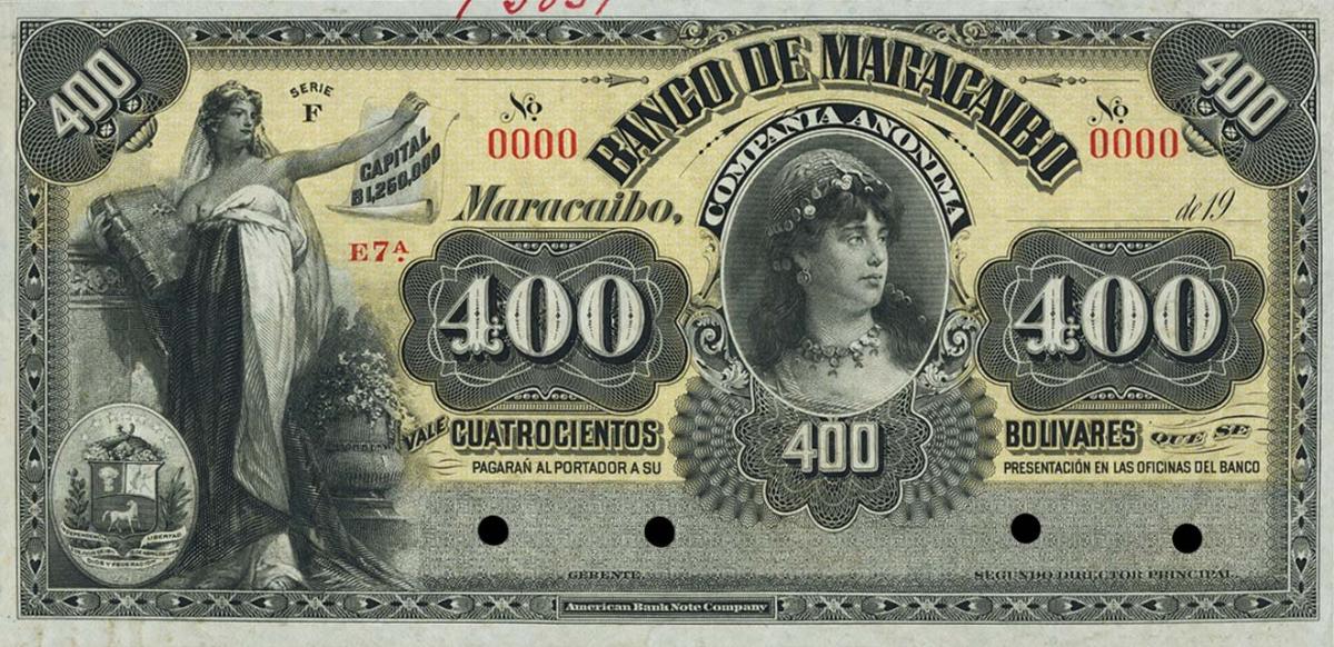 Front of Venezuela pS222s: 400 Bolivares from 1917