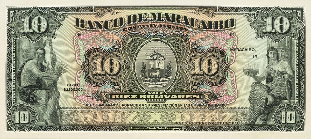 Front of Venezuela pS226p: 10 Bolivares from 1925