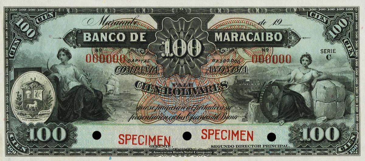 Front of Venezuela pS228s: 100 Bolivares from 1926