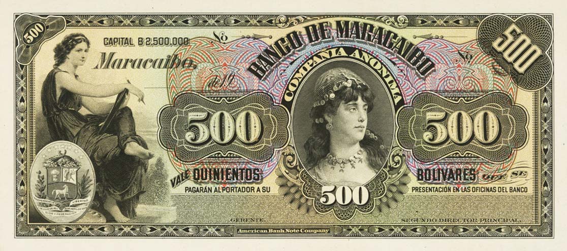 Front of Venezuela pS229p: 500 Bolivares from 1926