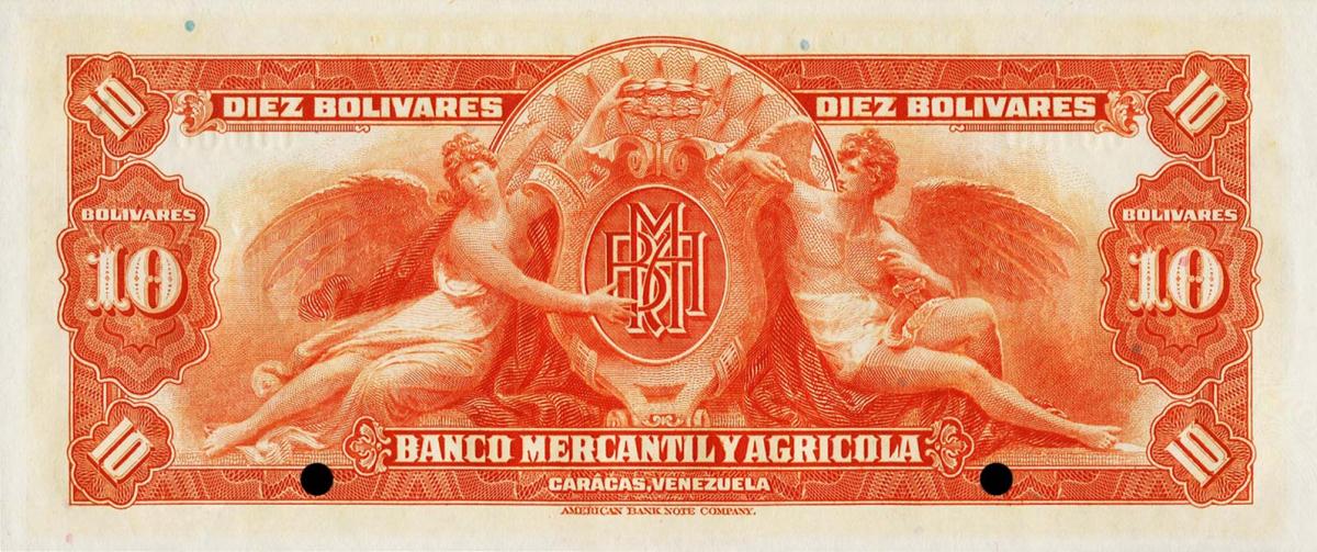 Back of Venezuela pS231s: 10 Bolivares from 1934