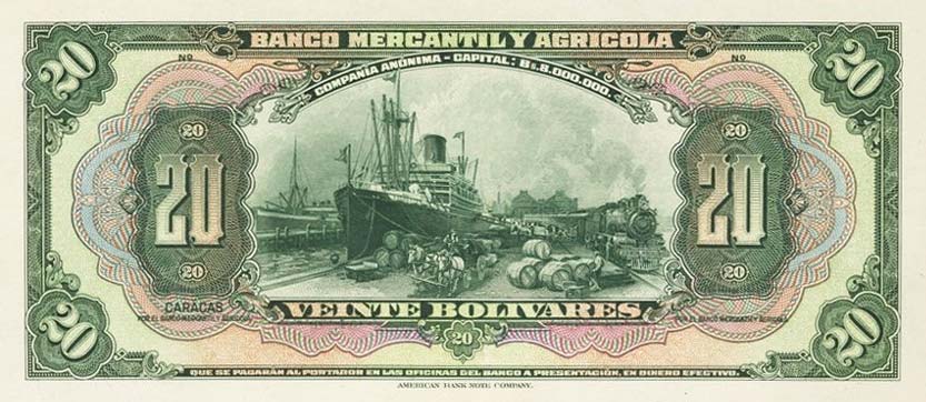 Front of Venezuela pS232p: 20 Bolivares from 1927