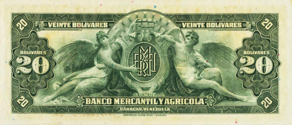 Back of Venezuela pS232r1: 20 Bolivares from 1927