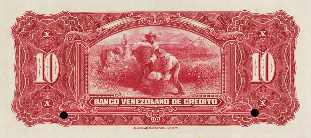 Back of Venezuela pS241s: 10 Bolivares from 1926