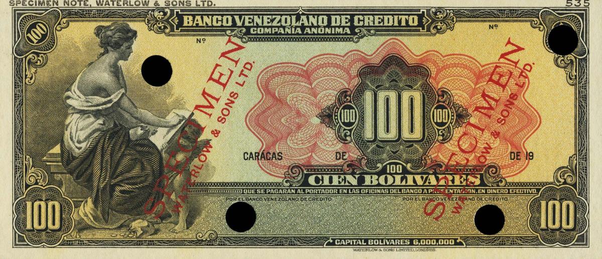 Front of Venezuela pS248s: 100 Bolivares from 1931