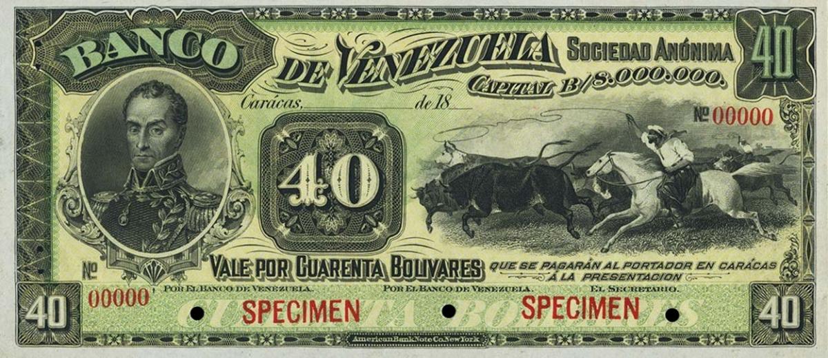 Front of Venezuela pS262s: 50 Bolivares from 1897