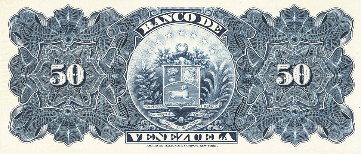 Back of Venezuela pS272p: 50 Bolivares from 1897