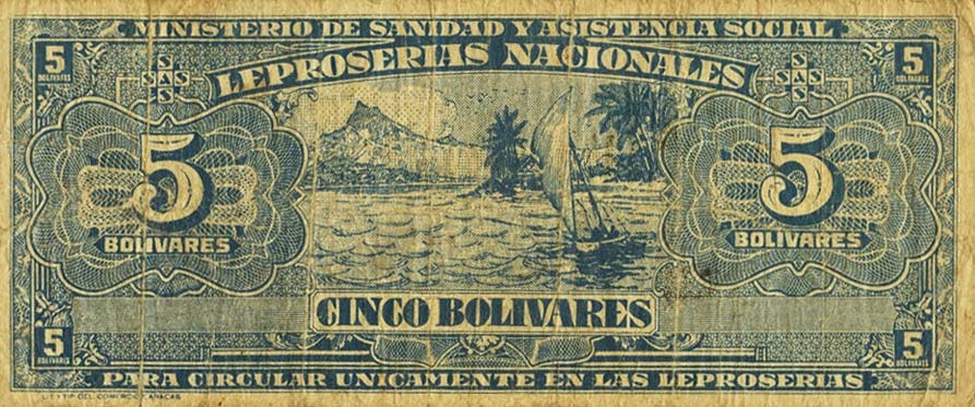 Back of Venezuela pS365: 5 Bolivares from 1940