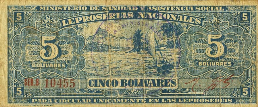 Front of Venezuela pS365: 5 Bolivares from 1940