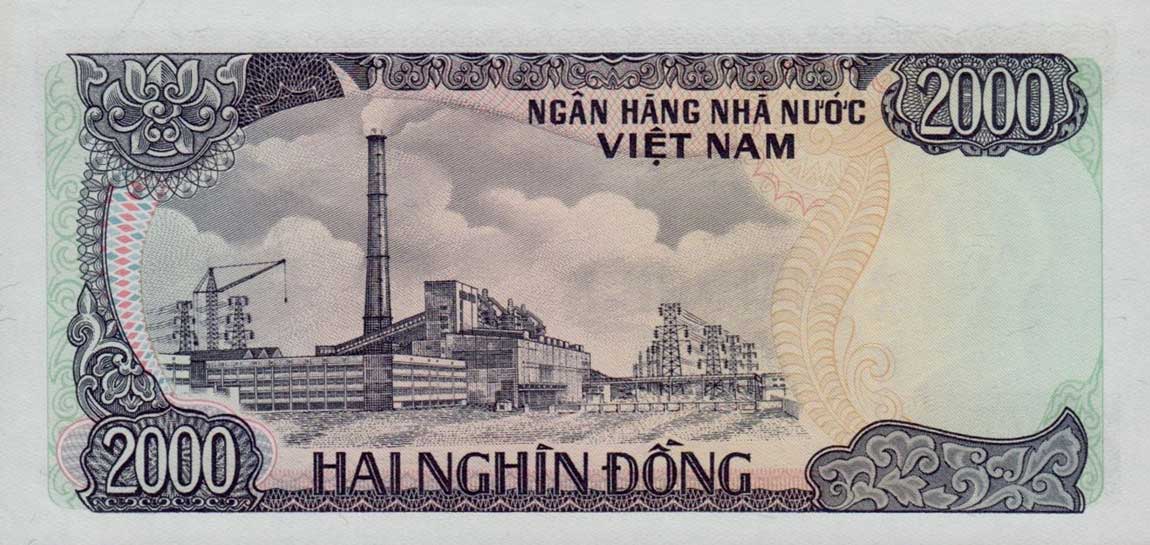 Back of Vietnam p103a: 2000 Dong from 1987