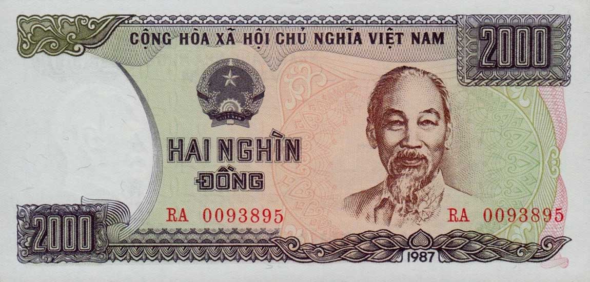 Front of Vietnam p103a: 2000 Dong from 1987