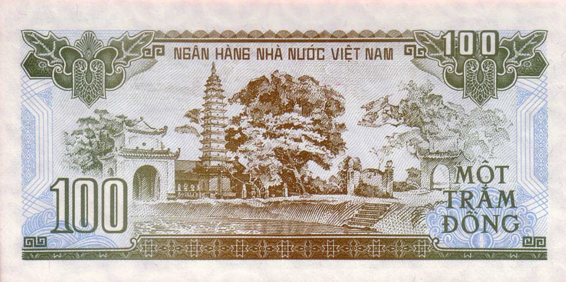 Back of Vietnam p105b: 100 Dong from 1991