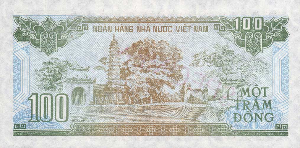 Back of Vietnam p105s2: 100 Dong from 1991