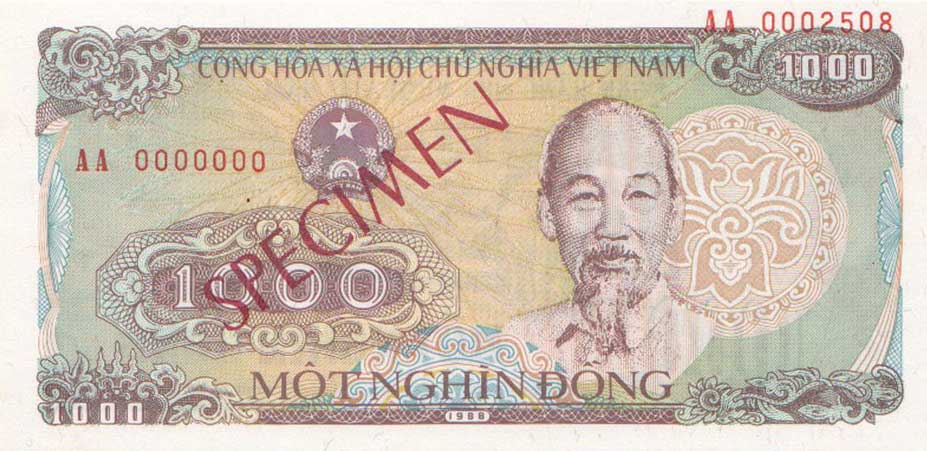 Front of Vietnam p106s: 1000 Dong from 1988