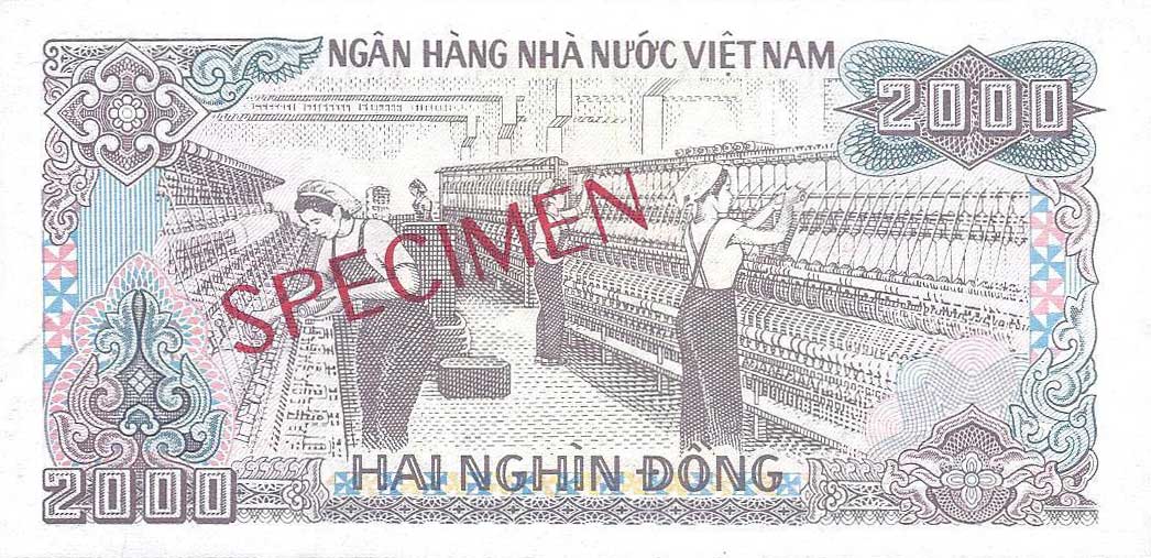 Back of Vietnam p107s1: 2000 Dong from 1988