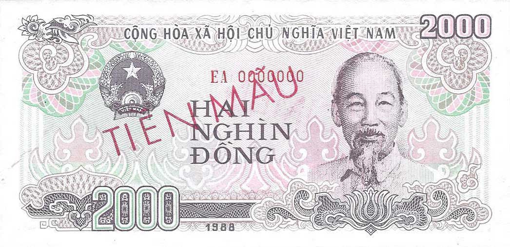 Front of Vietnam p107s1: 2000 Dong from 1988