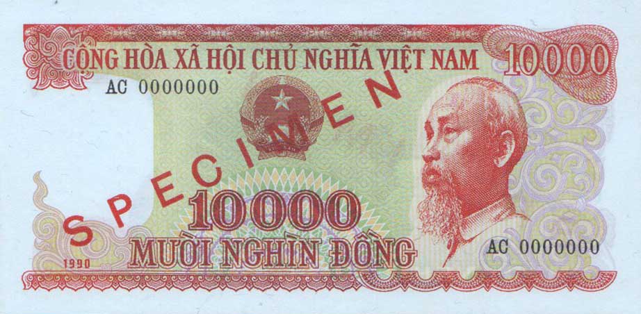 Front of Vietnam p109s: 10000 Dong from 1990