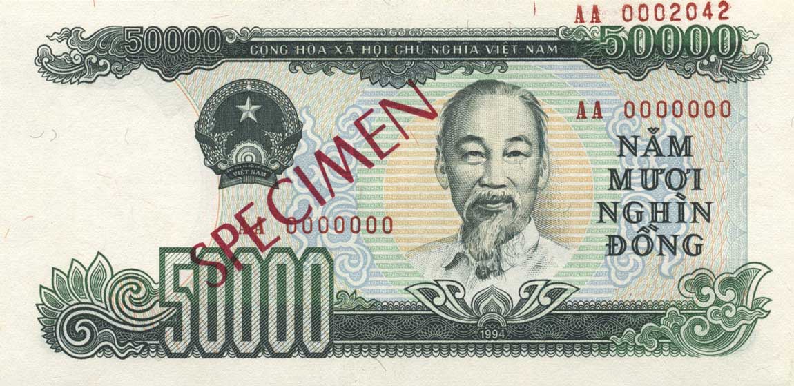 Front of Vietnam p116s: 50000 Dong from 1994