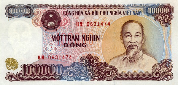 Front of Vietnam p117a: 100000 Dong from 1994