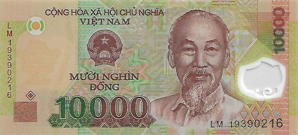 Front of Vietnam p119l: 10000 Dong from 2019