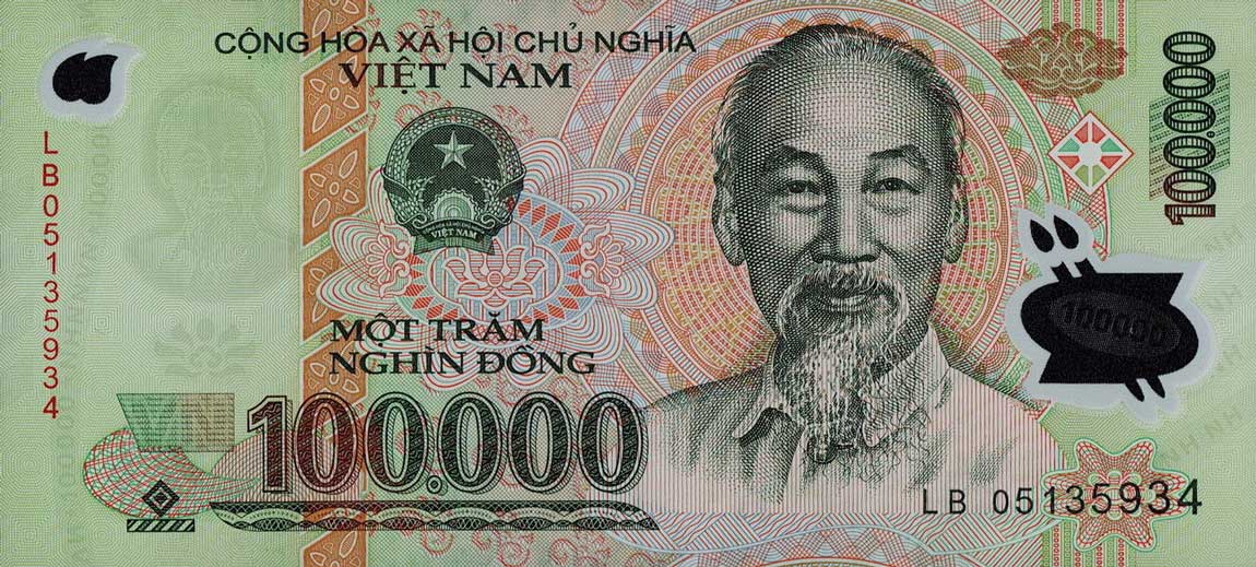 Front of Vietnam p122b: 100000 Dong from 2005