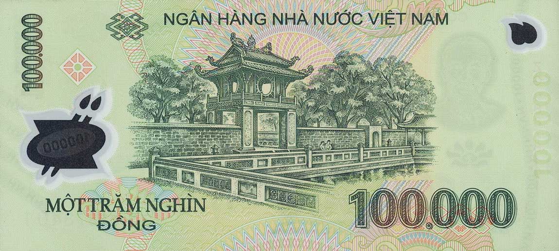 Back of Vietnam p122e: 100000 Dong from 2008