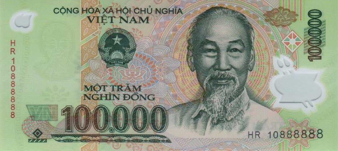 Front of Vietnam p122g: 100000 Dong from 2010