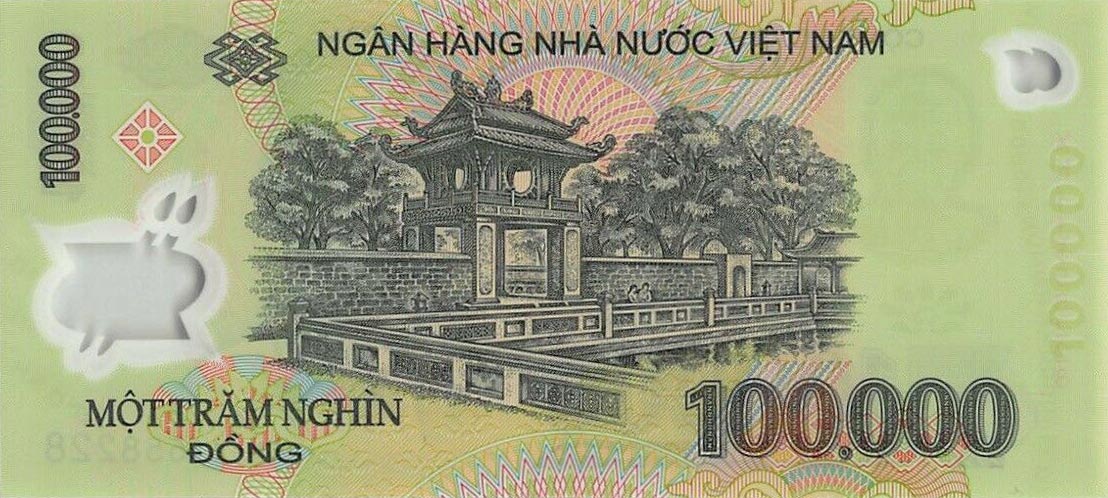 Back of Vietnam p122h: 100000 Dong from 2011