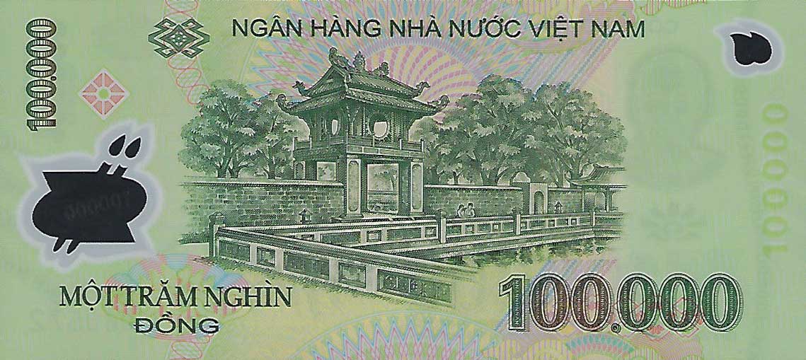 Back of Vietnam p122l: 100000 Dong from 2015