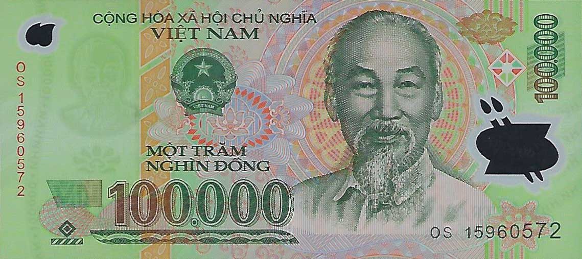 Front of Vietnam p122l: 100000 Dong from 2015