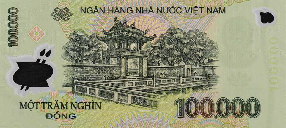 Back of Vietnam p122p: 100000 Dong from 2019